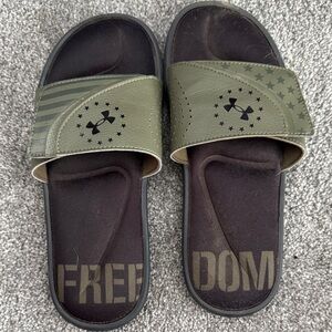 Under Armour Olive and Black Freedom Slides